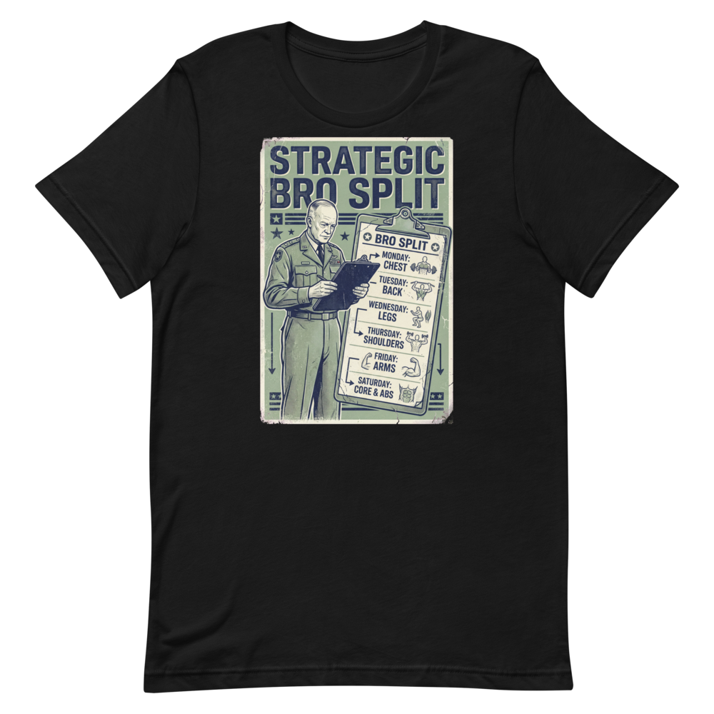 Strategic Bro Split — Funny Gym Shirt for Fitness Buffs