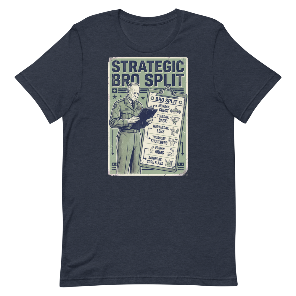 Strategic Bro Split — Funny Gym Shirt for Fitness Buffs