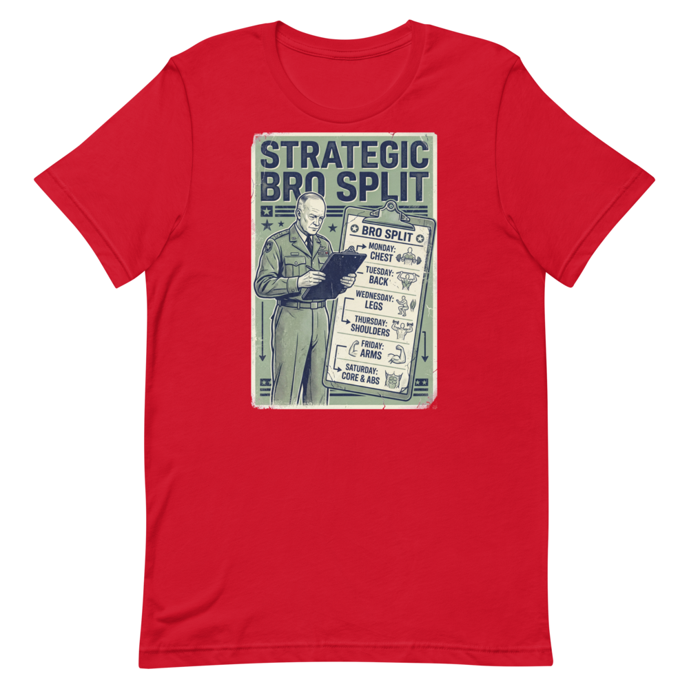 Strategic Bro Split — Funny Gym Shirt for Fitness Buffs