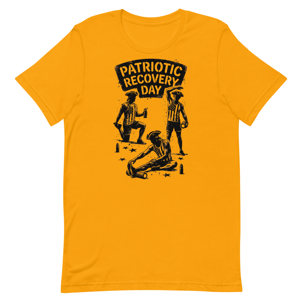 Stretching with Style — Patriotic Recovery Day Shirt for Go-Getters