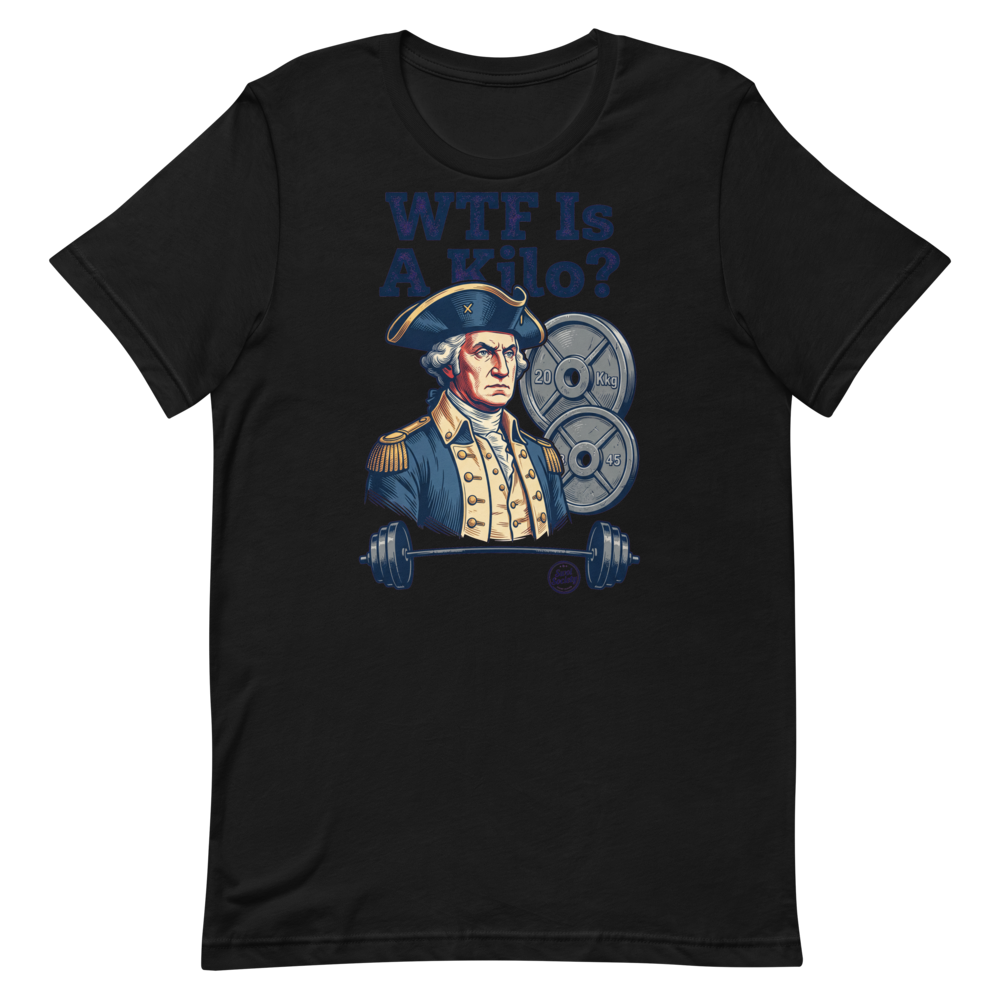 Kilo Confusion — Funny Gym Shirt for Lifters and Patriots