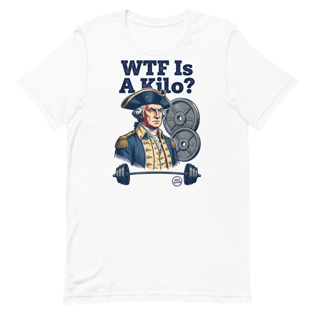 Kilo Confusion — Funny Gym Shirt for Lifters and Patriots
