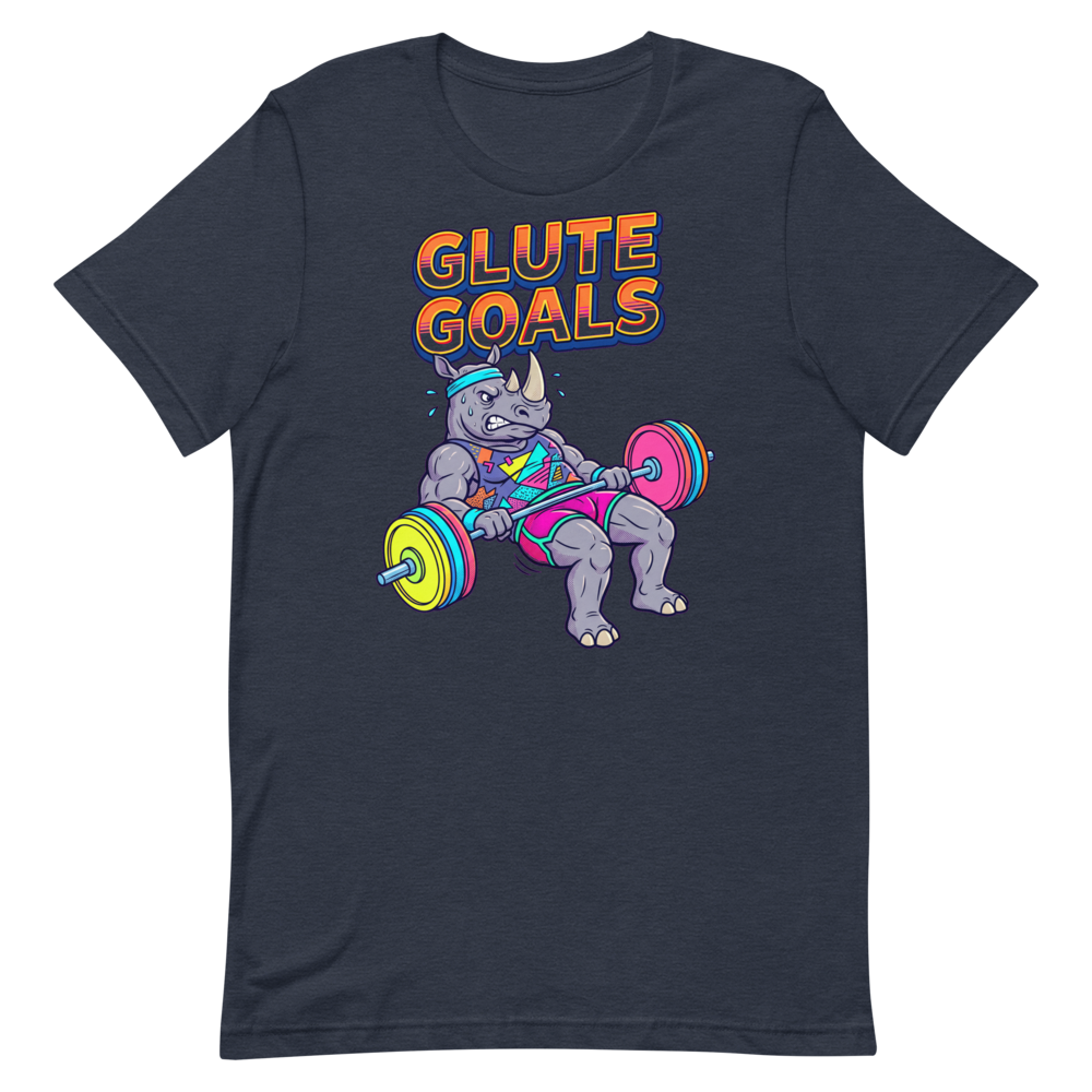 GLUTE GOALS — Retro Rhino Gym Shirt for Fitness Fanatics
