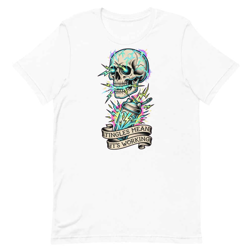 Shockingly Cool — Grinning Skull Shirt for Energy Junkies