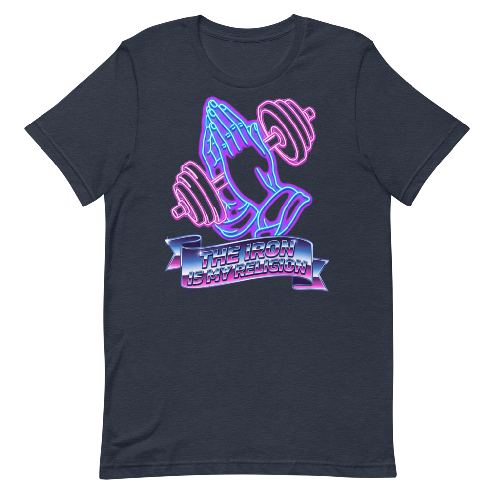 Iron Faith — Retro Gym Shirt for Synthwave Lovers