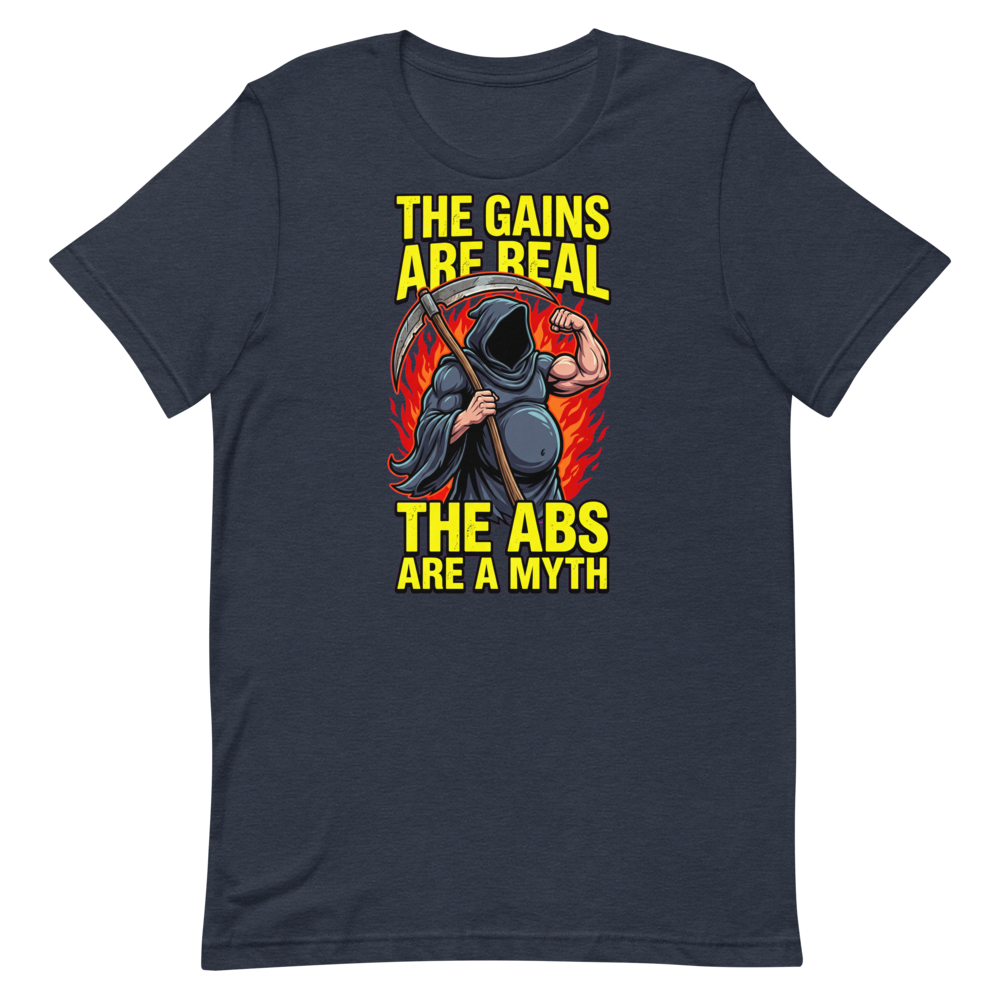 Gains & Guts — Funny Grim Reaper Shirt for Gym Lovers