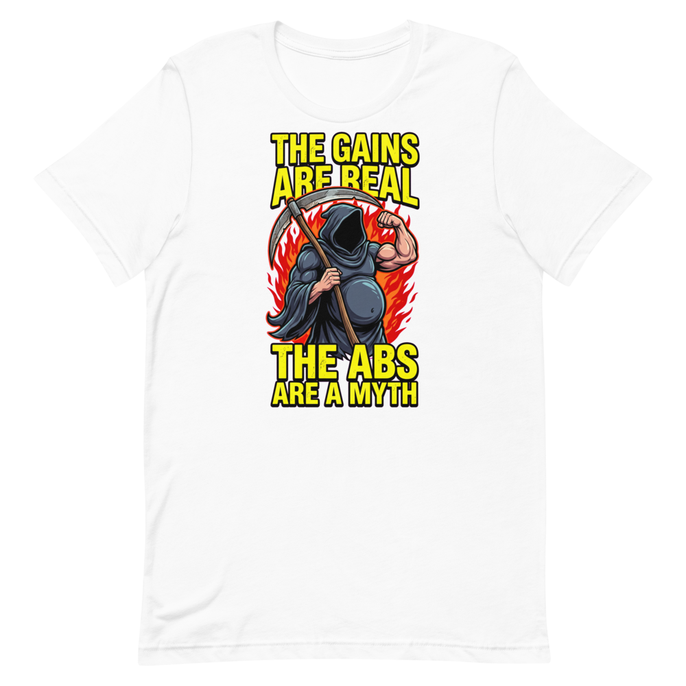 Gains & Guts — Funny Grim Reaper Shirt for Gym Lovers