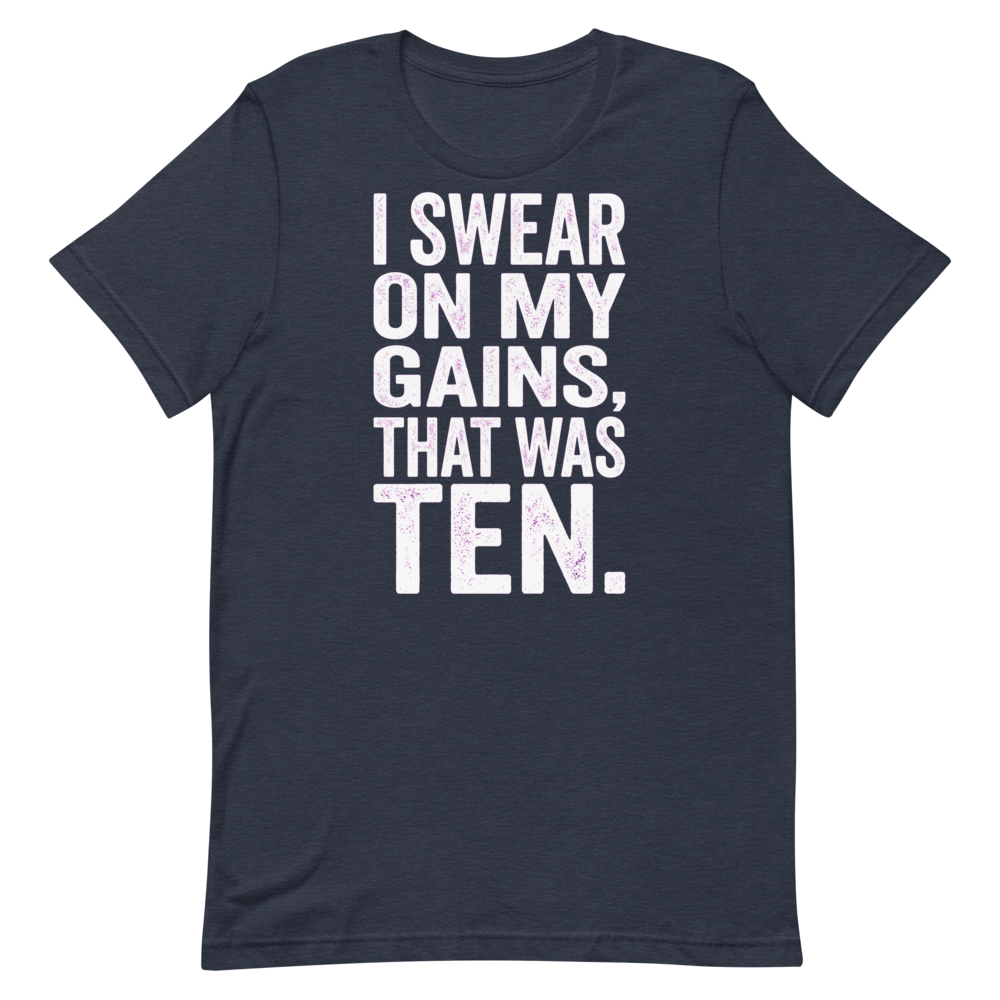 Swear on My Gains — Funny Gym Shirt for Lifters