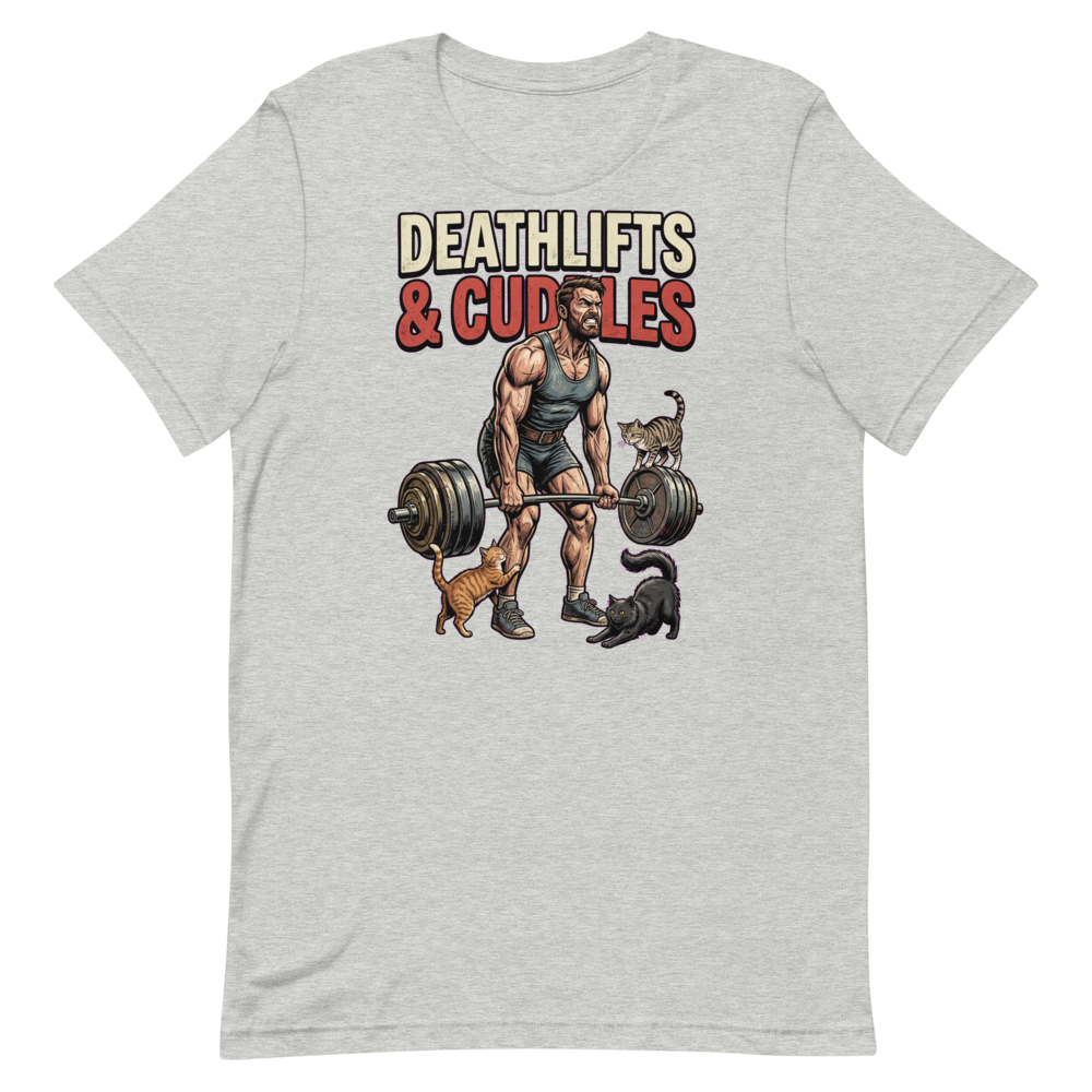 Deadlift & Cuddles — Funny Gym Shirt for Lifters and Cat Lovers
