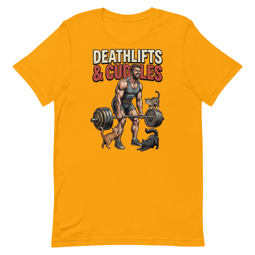 Deadlift & Cuddles — Funny Gym Shirt for Lifters and Cat Lovers