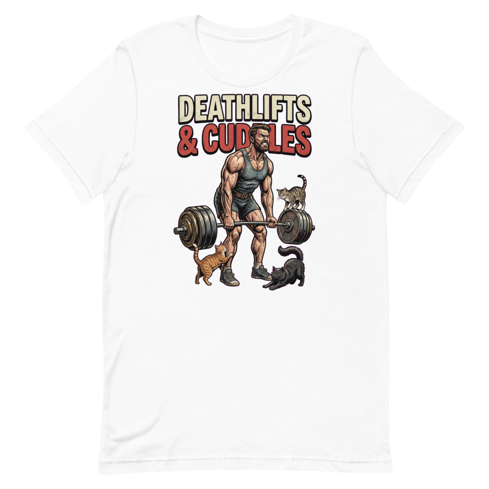 Deadlift & Cuddles — Funny Gym Shirt for Lifters and Cat Lovers